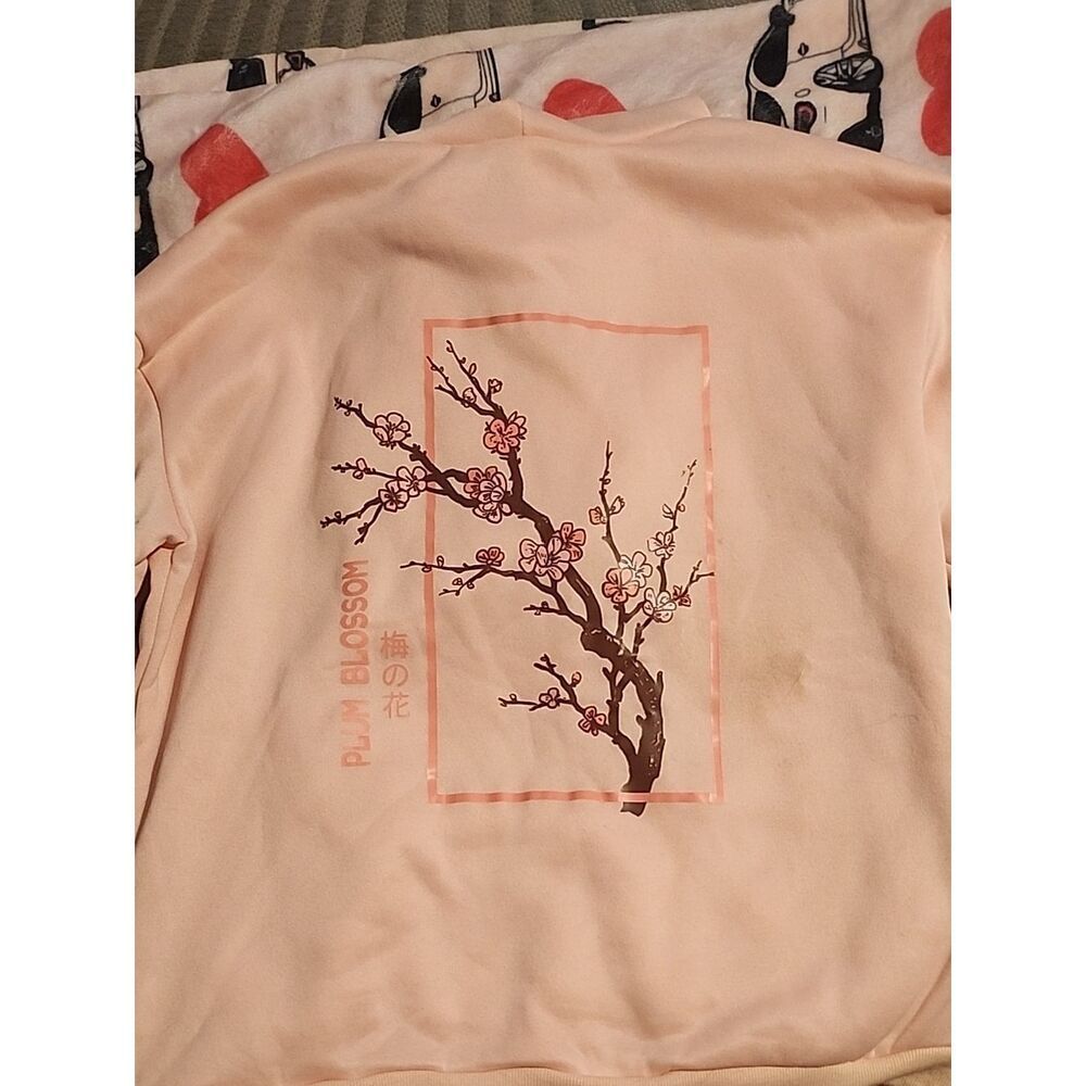 Peach Plum Blossom Graphic Sweatshirt